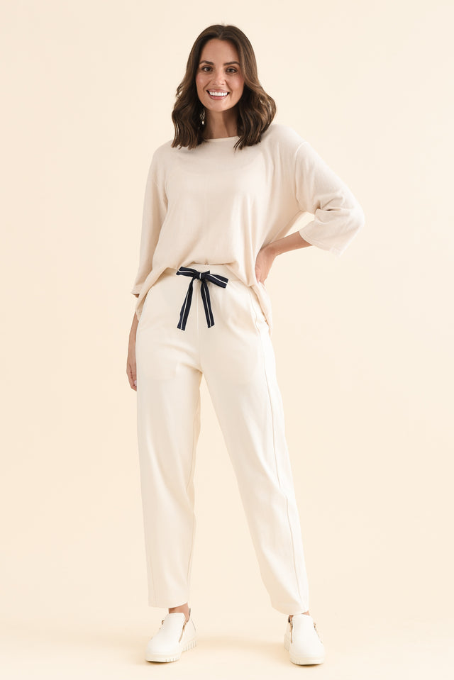 Fisher Cream Cotton Barrel Pants image 6