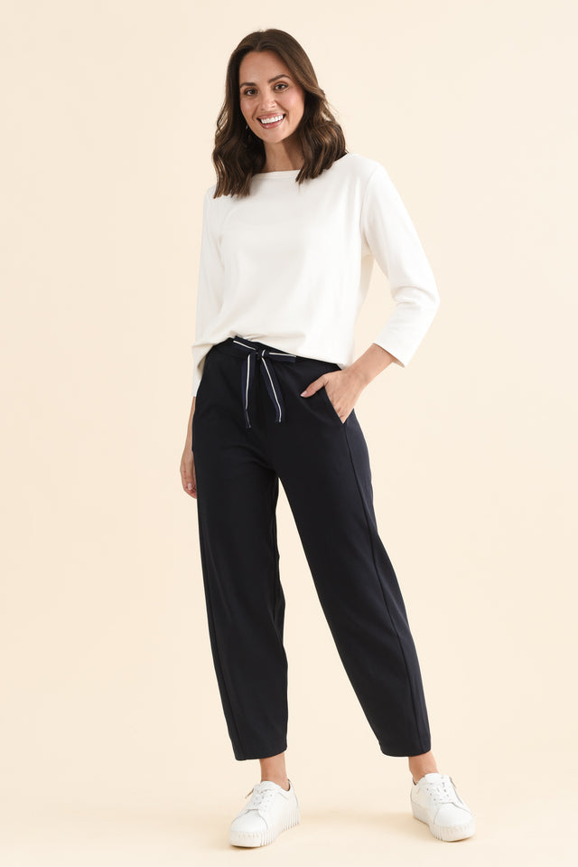 Fisher Navy Cotton Barrel Pants image 6