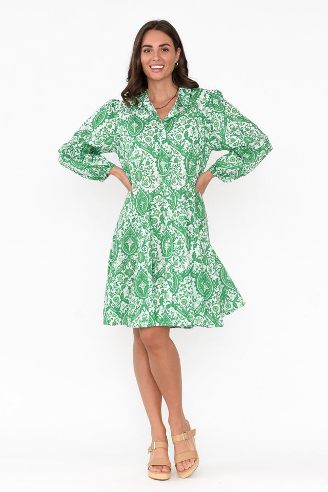 Fitzroy Green Paisley Cotton Dress image 6