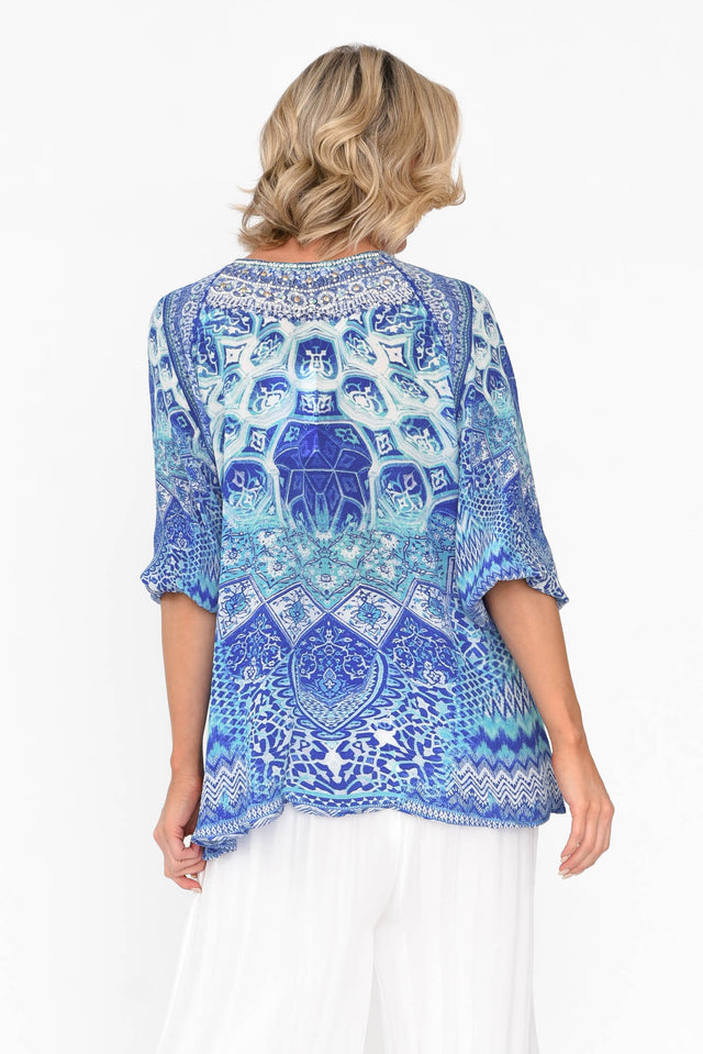 Florence Blue Silk Gypsy Top image 4