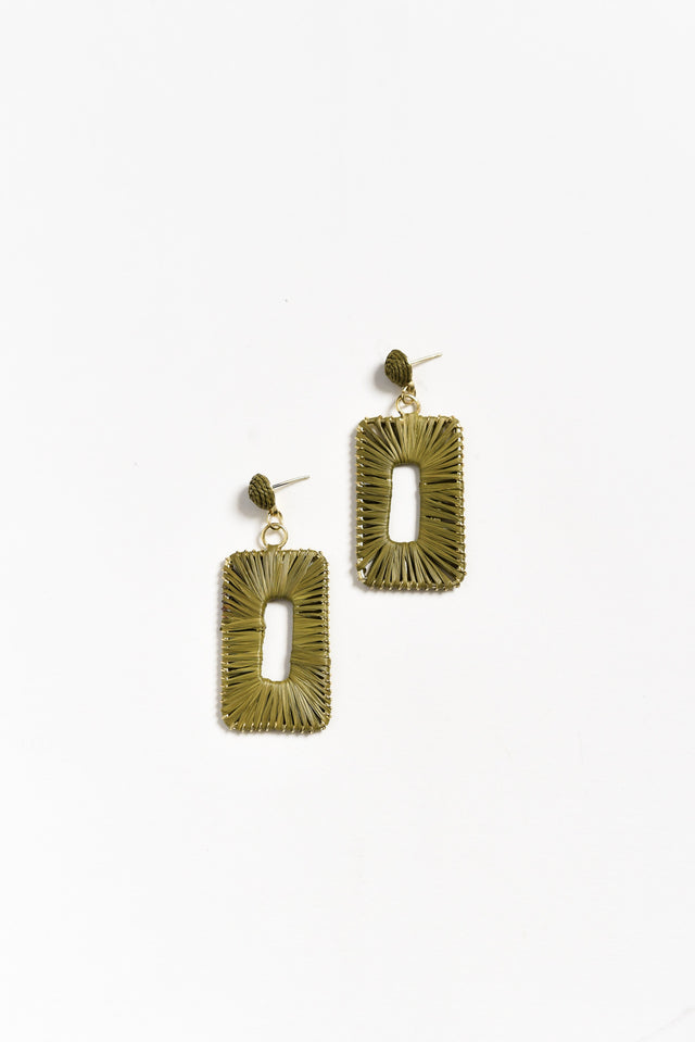Florentine Olive Woven Drop Earrings image 1