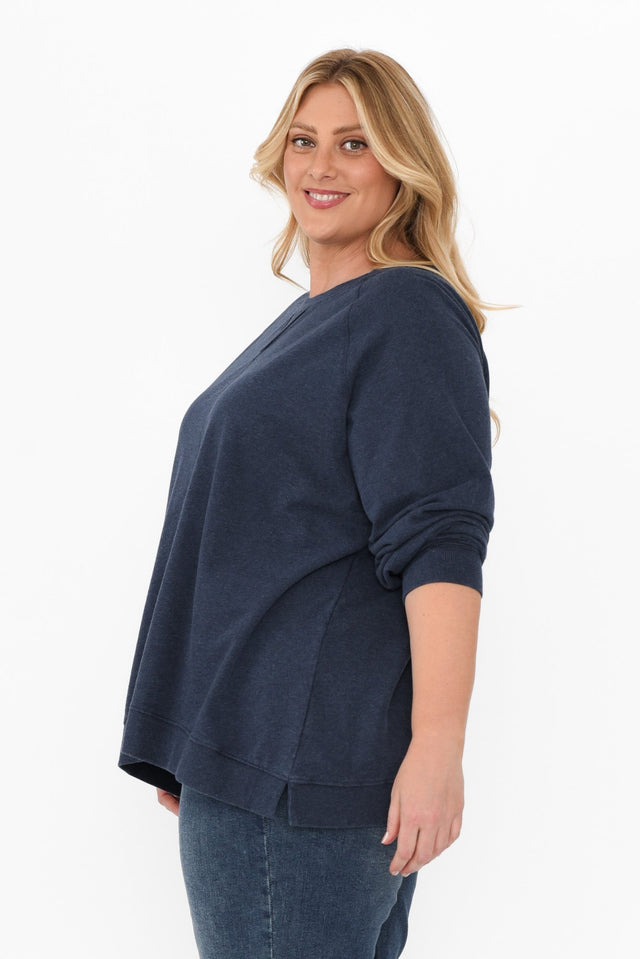 Flossie Navy Cotton Sweatshirt,Blonde model,alt text|model:Caitlin image 10