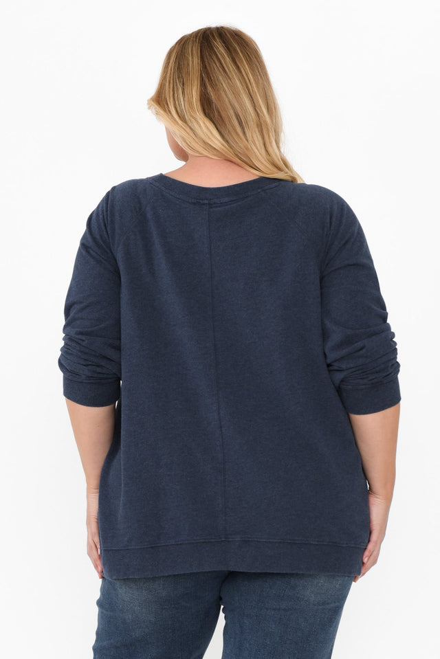 Flossie Navy Cotton Sweatshirt,Blonde model,alt text|model:Caitlin image 11