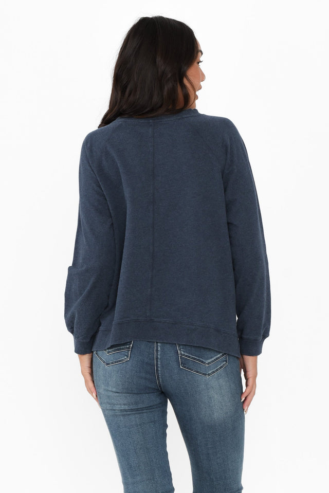 Flossie Navy Cotton Sweatshirt,alt text|model:Kirstyn image 6