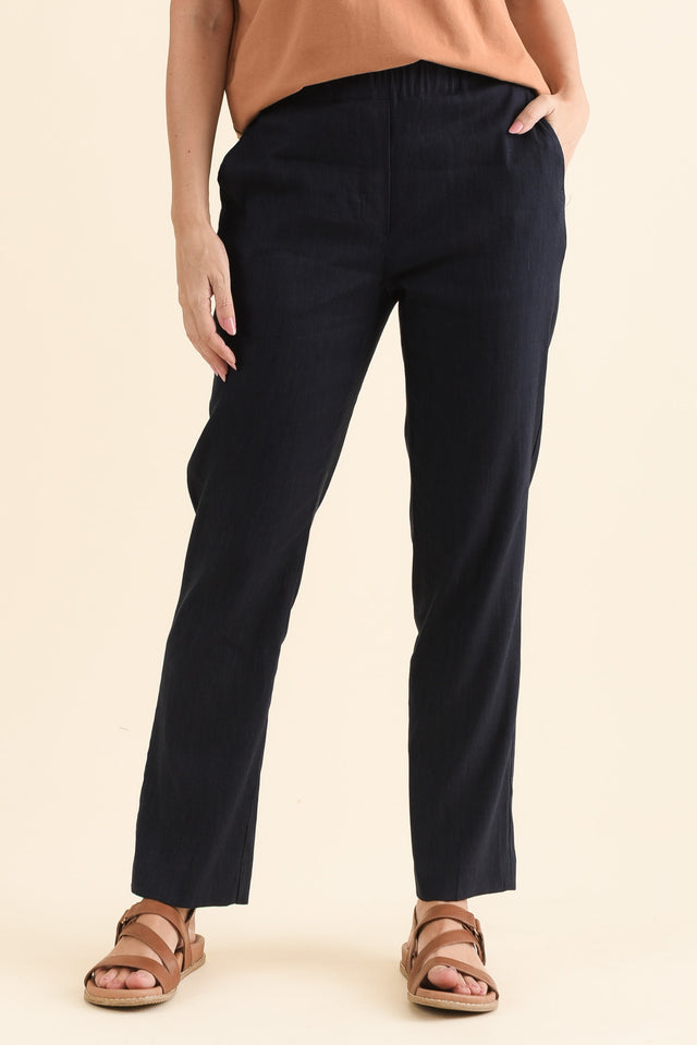 Flossie Navy Pocket Pants,Front,Brunette model,alt text|model:MJ