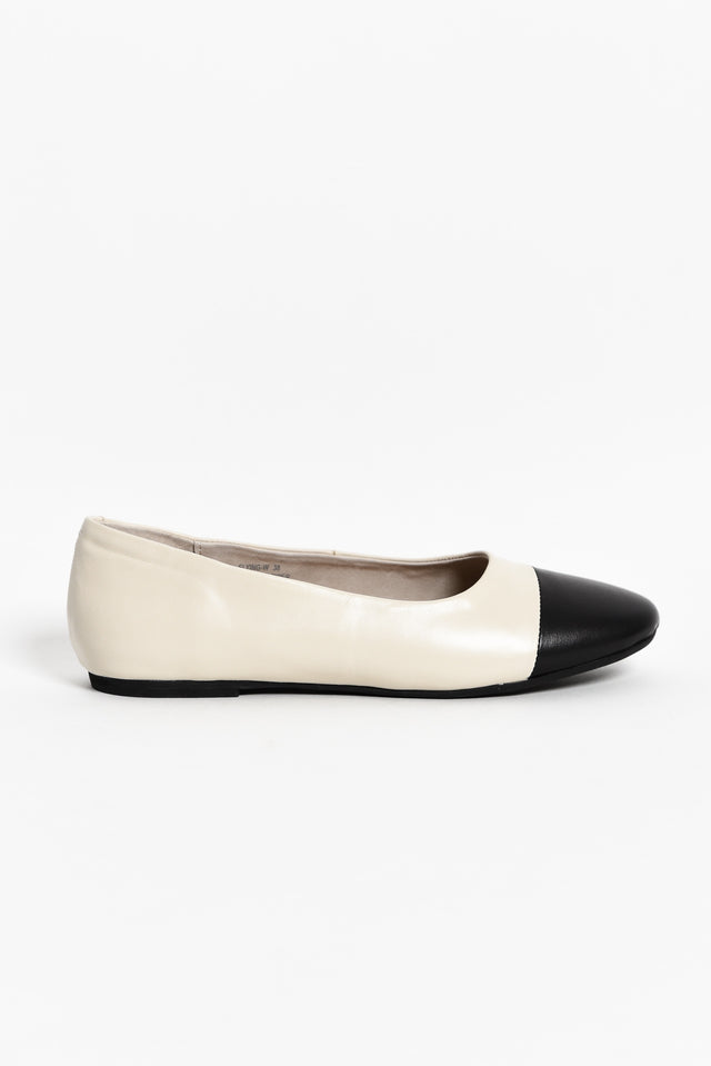 Flying Cream Contrast Leather Ballet Flat image 5