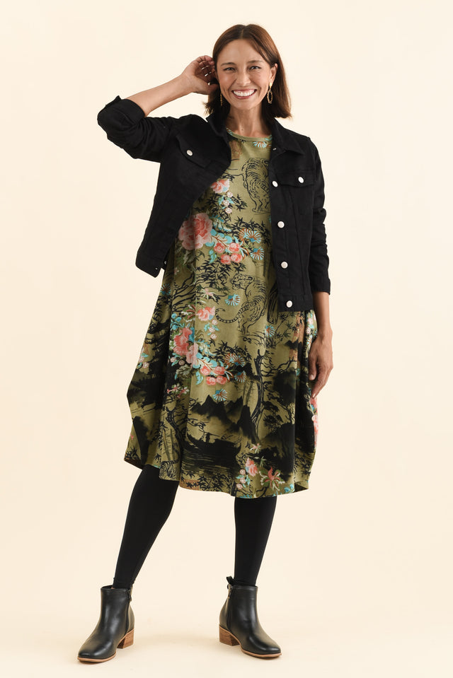 Fonte Olive Blossom Cotton Knit Dress,Brunette model,alt text|model:Cara