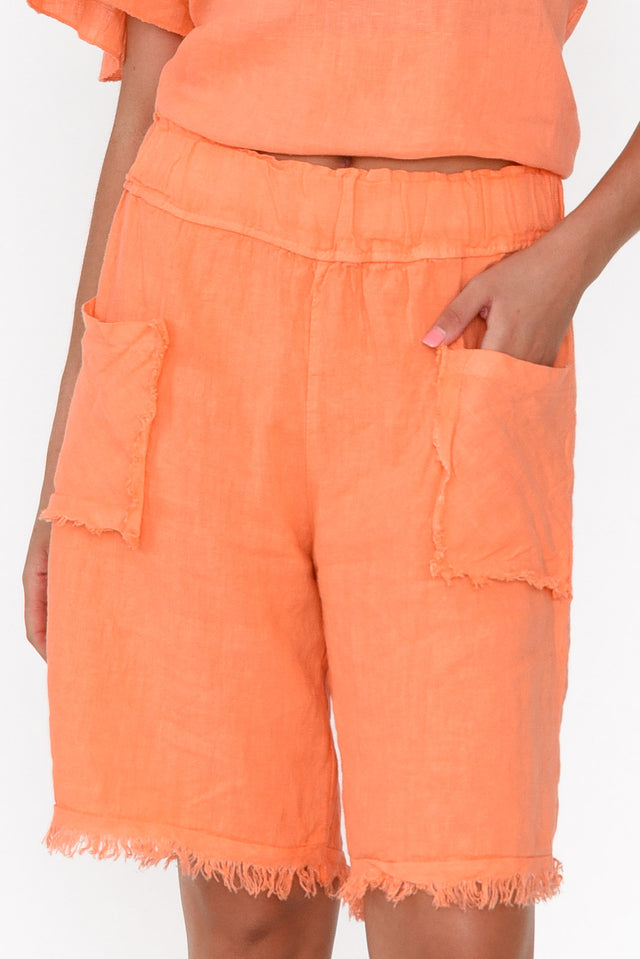 Fraser Orange Linen Shorts image 5