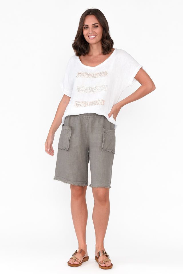 Fraser Taupe Linen Shorts image 2