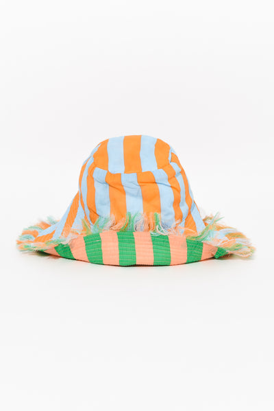 Fray Green Stripe Cotton Wide Brim Hat