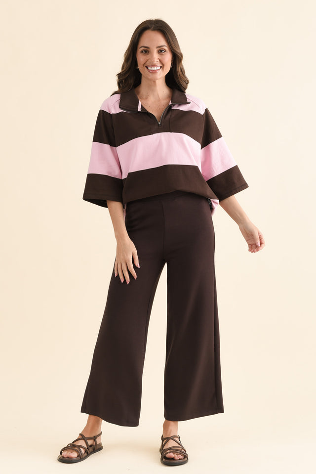 Freedom Chocolate Wide Leg Pants,Full Body,Brunette model,alt text|model:MJ