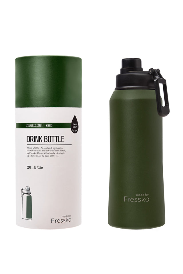 Fressko Khaki 1L Stainless Steel Water Bottle