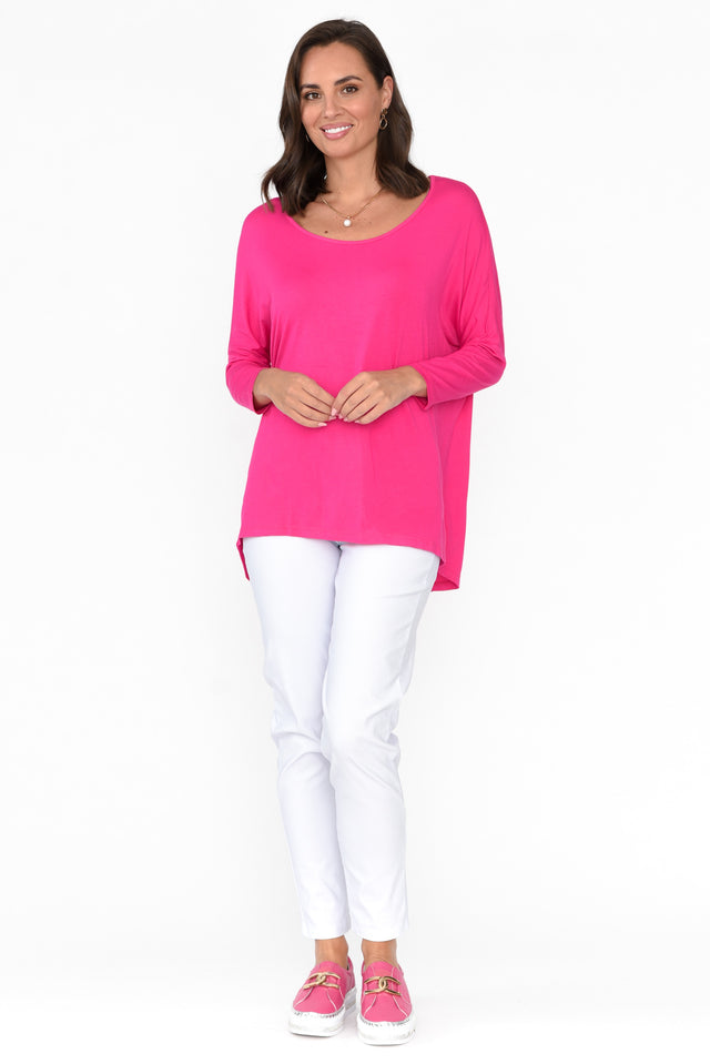 Fuchsia Milan 3/4 Sleeve Top