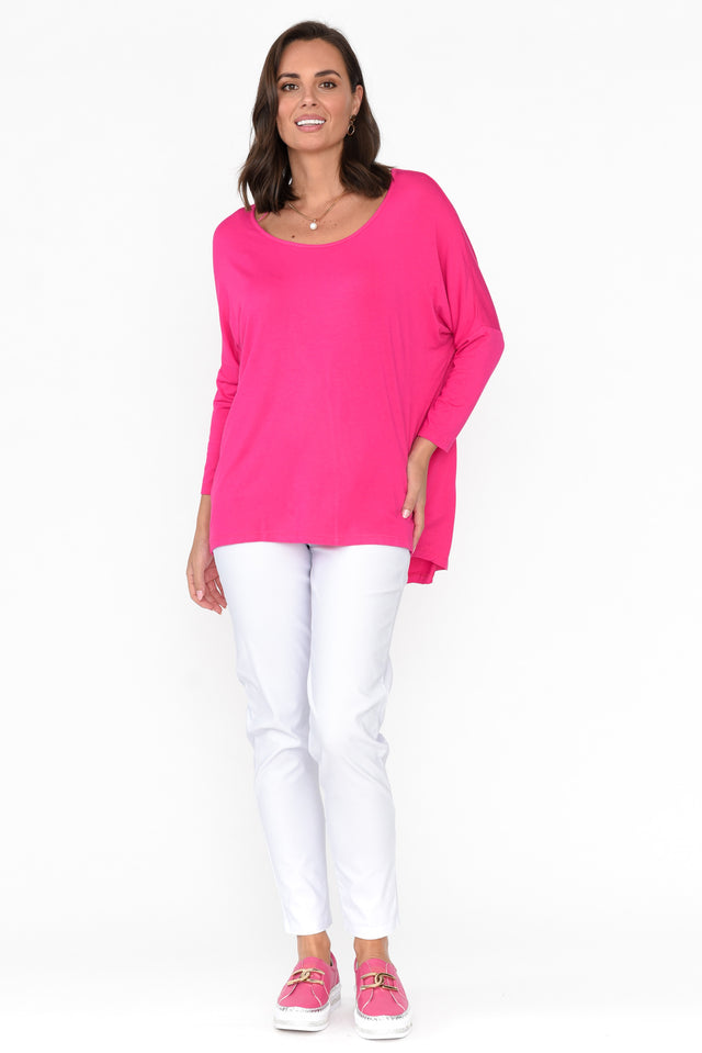 Fuchsia Milan 3/4 Sleeve Top