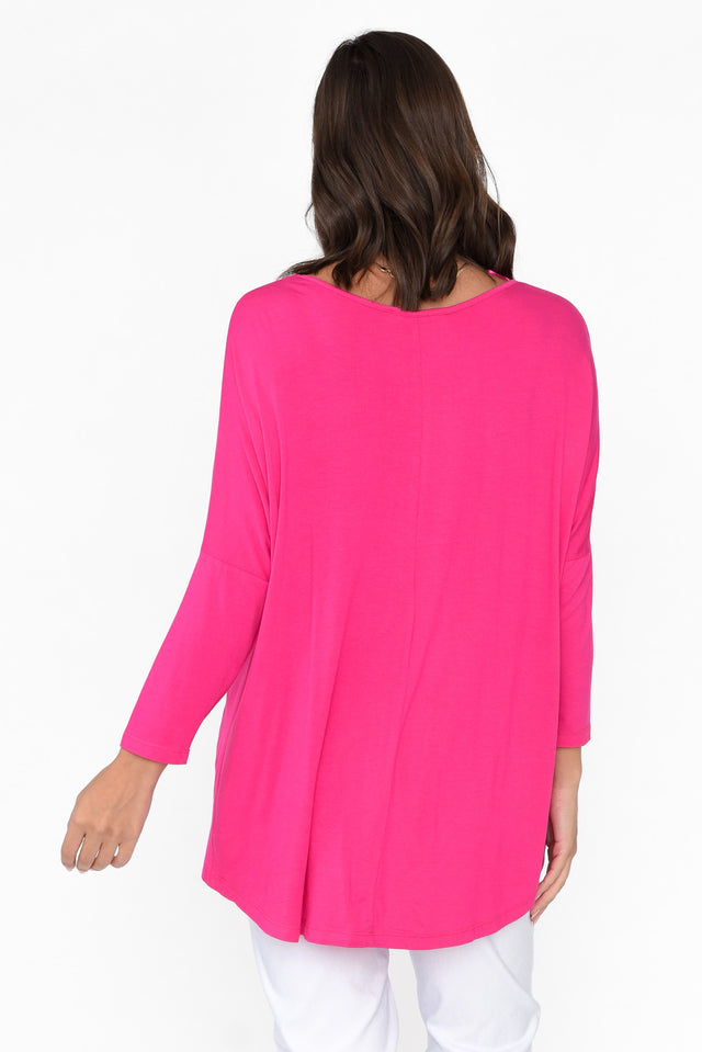 Fuchsia Milan 3/4 Sleeve Top
