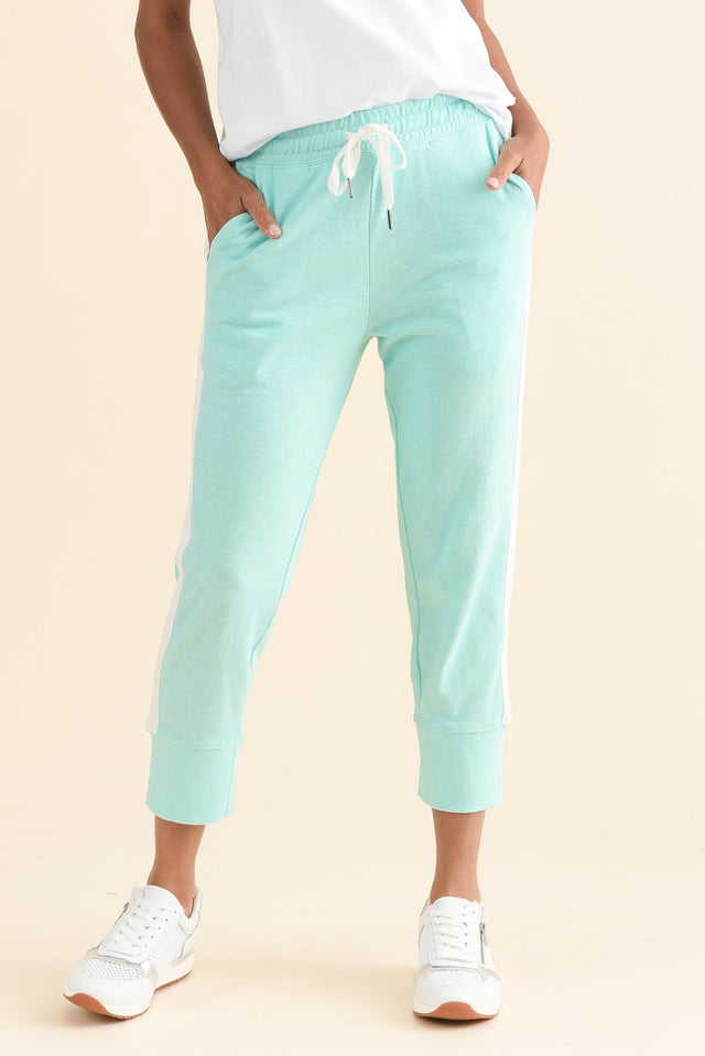 Fundamental Brunch Aqua Trim Cotton Sweatpants,Front,Brunette model,alt text|model:Brontie image 1