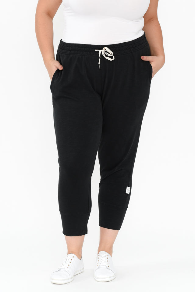 Fundamental Brunch Black Cotton Sweatpants,Brunette model,plus-size,curve-basics,curve-bottoms,plus-size-Pants,plus-size-basic-bottoms,alt text|model:Gabby image 14