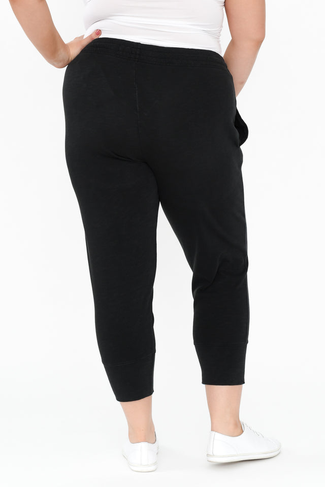 Fundamental Brunch Black Cotton Sweatpants,Brunette model,alt text|model:Gabby image 17