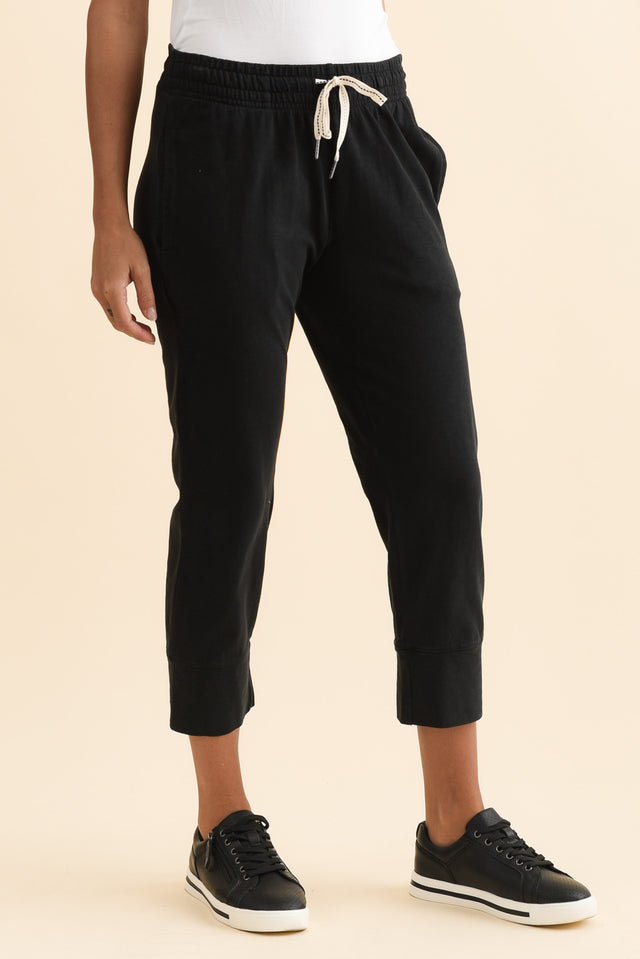 Fundamental Brunch Black Cotton Sweatpants,Brunette model,alt text|model:Brontie image 6