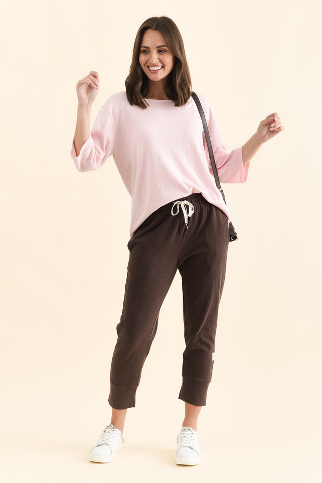 Fundamental Brunch Dark Brown Cotton Sweatpants,Full Body,Brunette model,alt text|model:MJ image 4