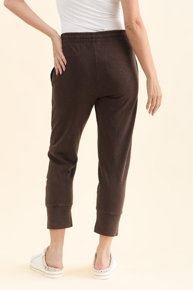 Fundamental Brunch Dark Brown Cotton Sweatpants,Back,Brunette model,alt text|model:MJ image 6