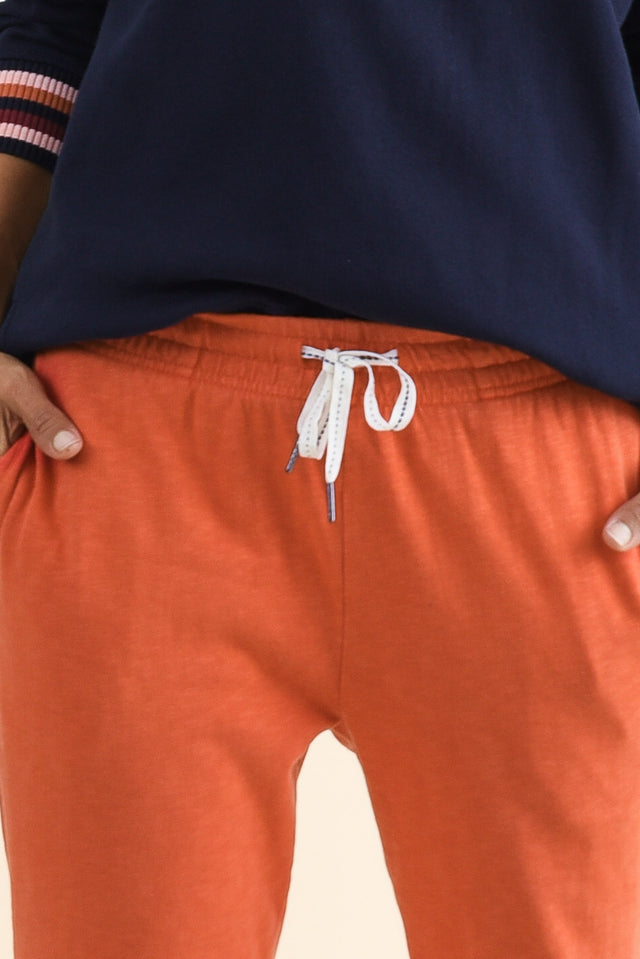 Fundamental Brunch Orange Cotton Sweatpants,Detail,Brunette model,alt text|model:Cara image 6