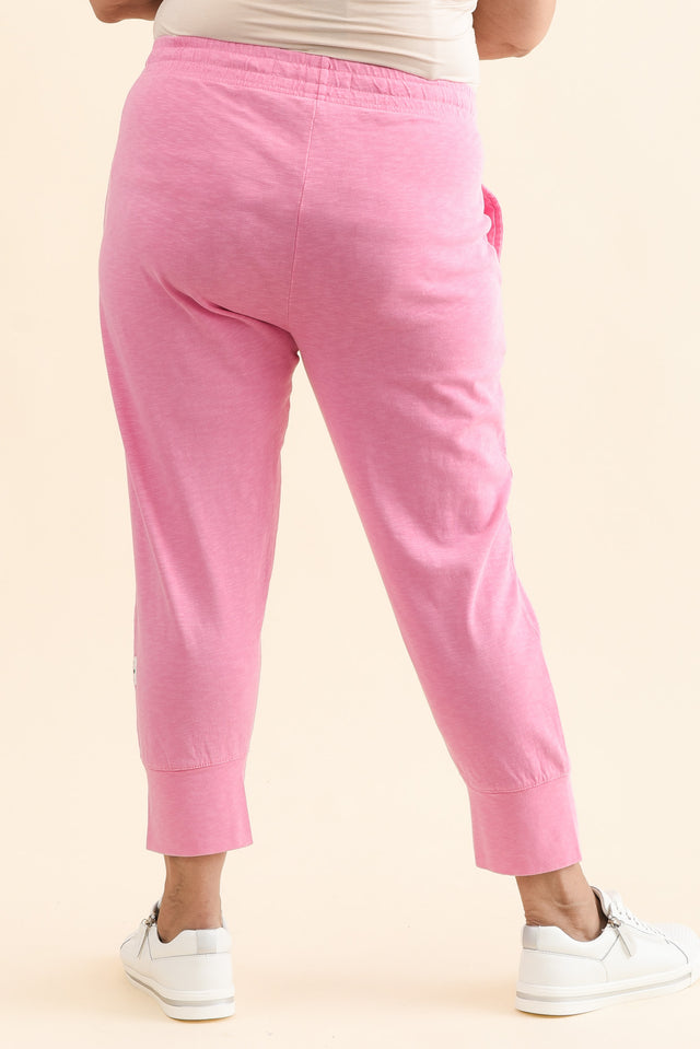 Fundamental Brunch Pink Cotton Sweatpants,Back,Brunette model,alt text|model:Pilita image 4