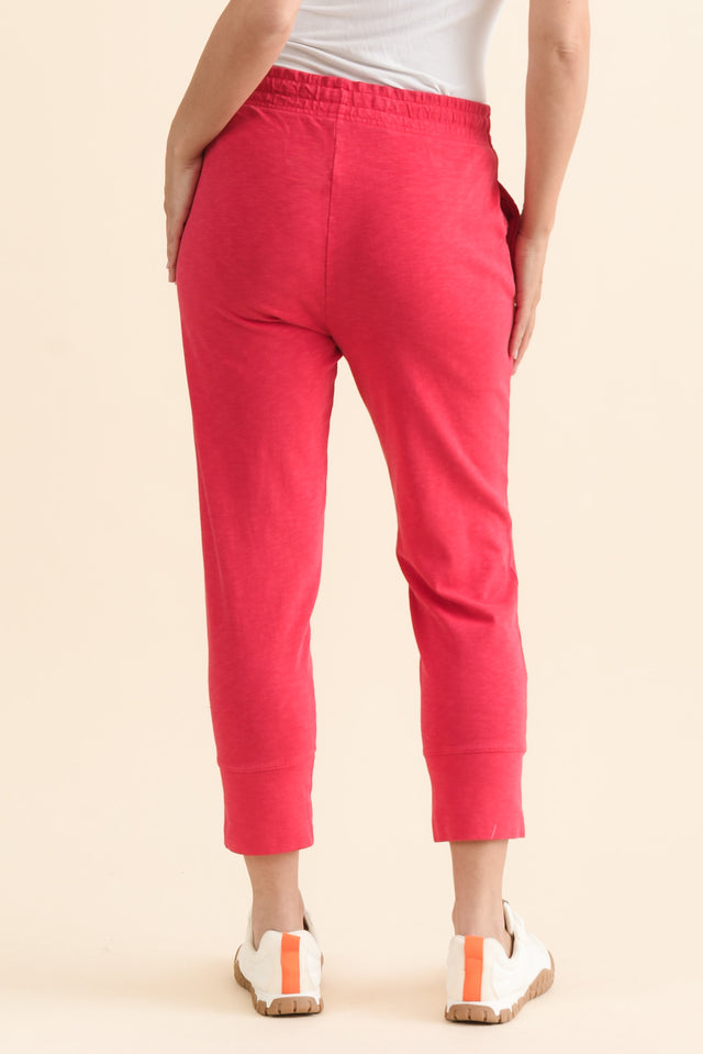 Fundamental Brunch Raspberry Cotton Sweatpants,brunette model,Close up of outfit,alt text|model:MJ image 5