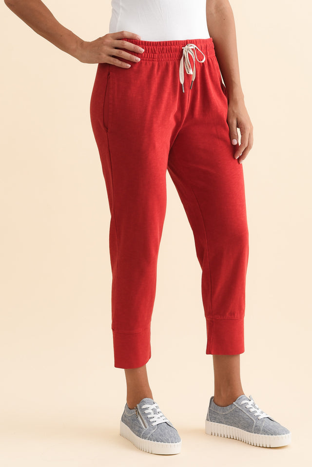 Fundamental Brunch Red Cotton Sweatpants,Brunette model,alt text|model:Brontie image 5