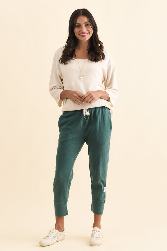 Fundamental Brunch Teal Cotton Sweatpants,Brunette model,alt text|model:Brontie image 7