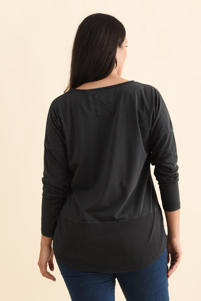 Fundamental Washed Black Cotton Rib Sleeved Top image 5