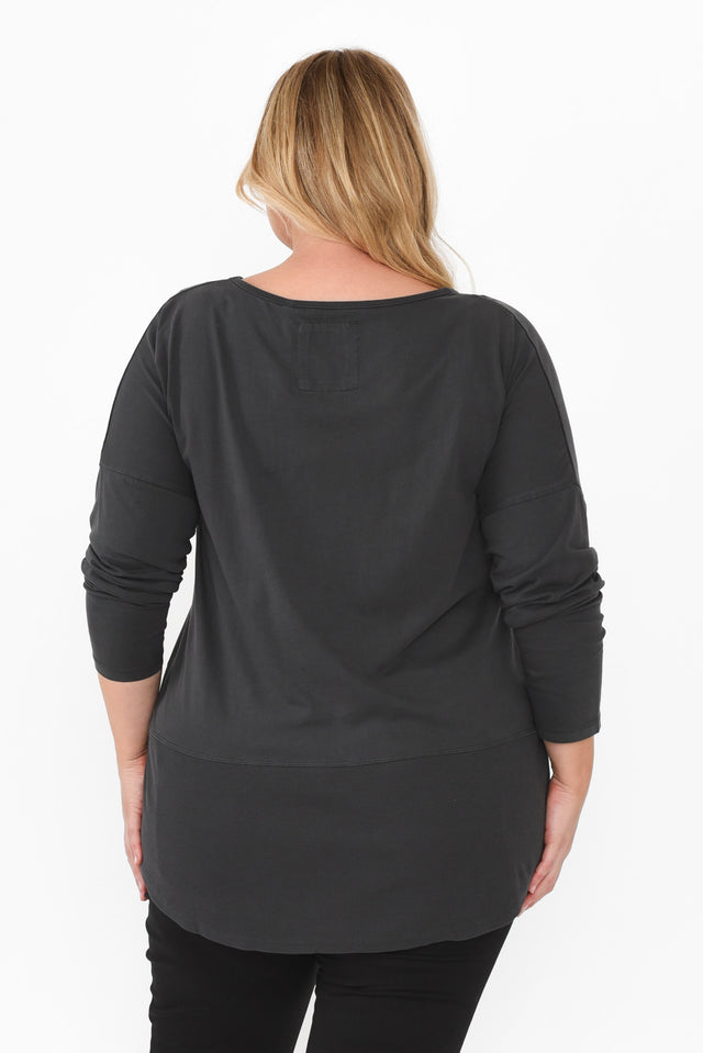 Fundamental Washed Black Cotton Rib Sleeved Top,Blonde model,alt text|model:Caitlin image 11