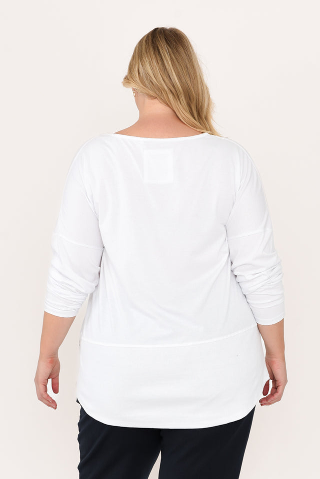 Fundamental White Cotton Rib Sleeved Top,Blonde model,alt text|model:Caitlin image 17