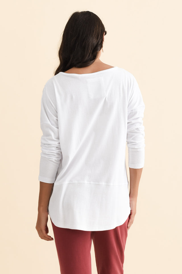 Fundamental White Cotton Rib Sleeved Top,Brunette model,alt text|model:Brontie image 7