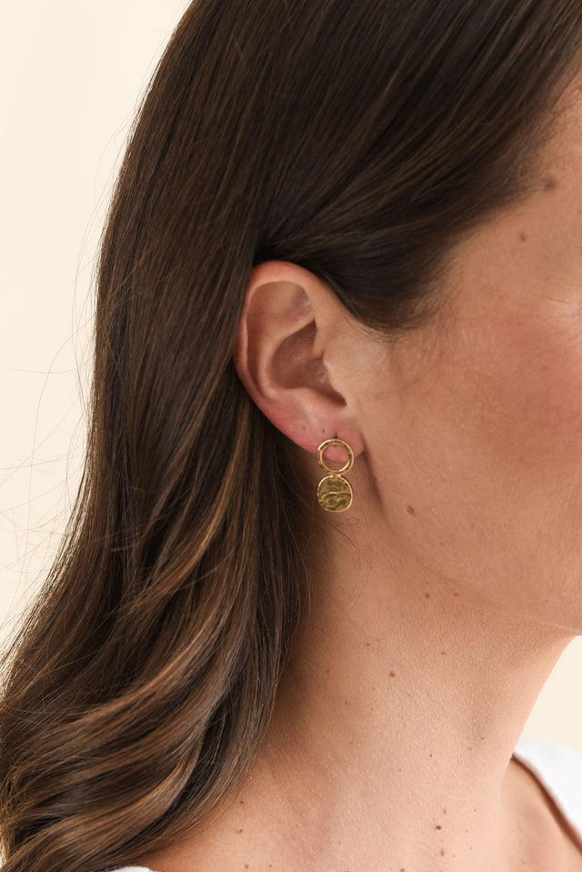 Gabe Gold Disc Drop Earrings image 2