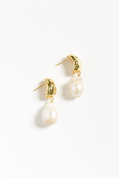 Gable Gold Pearl Pendant Earrings