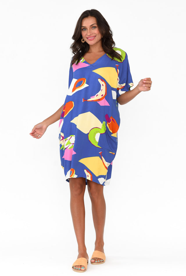 Gaby Cobalt Fruity Drape Tee Dress