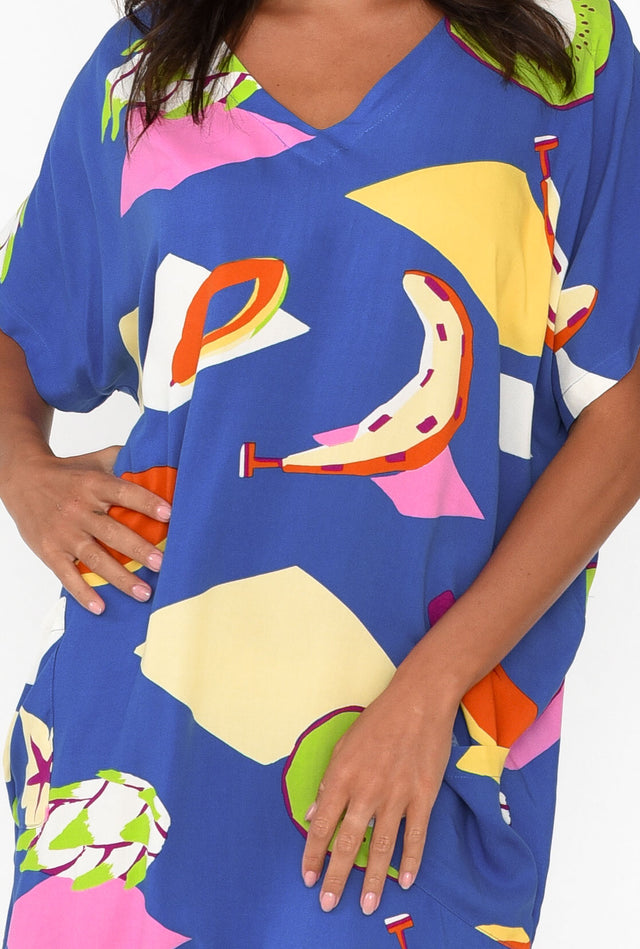 Gaby Cobalt Fruity Drape Tee Dress