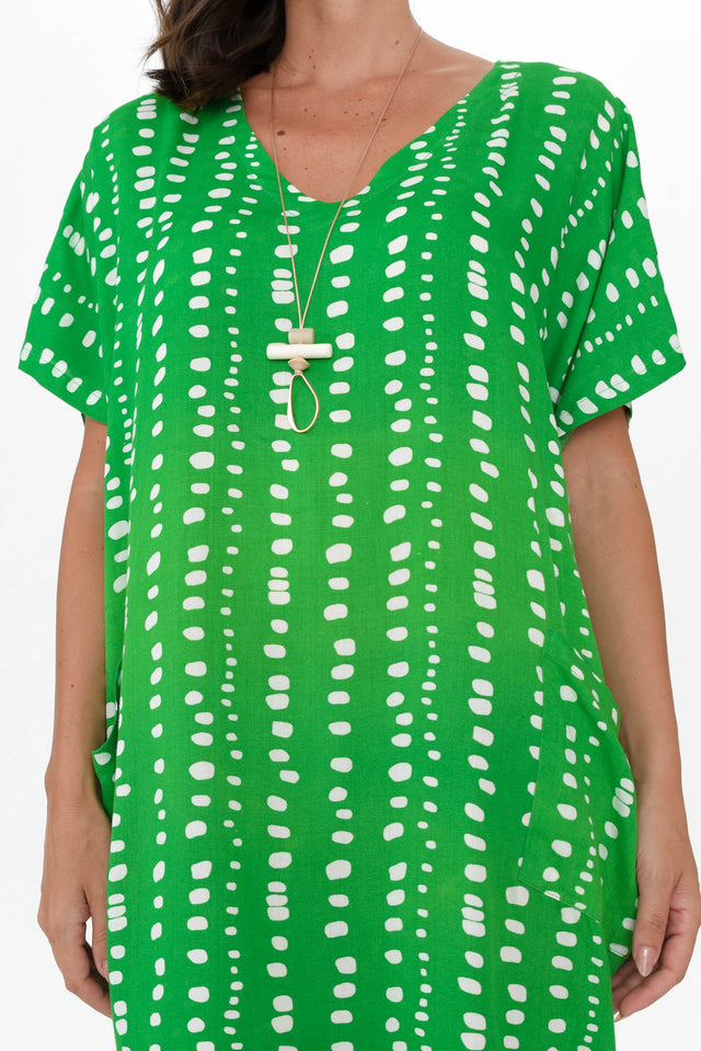 Gaby Green Abstract Spot Drape Tee Dress image 6