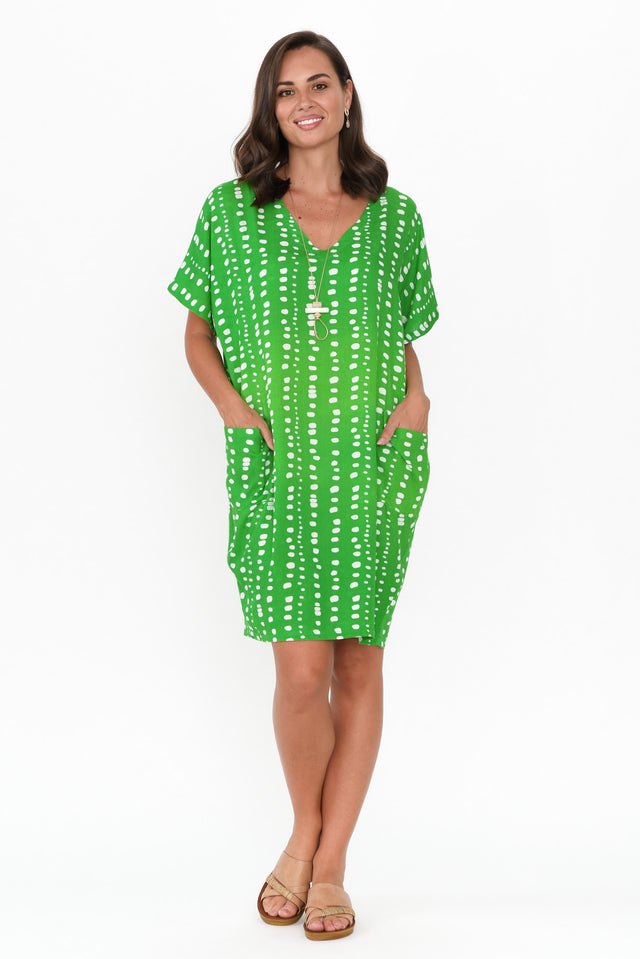 Gaby Green Abstract Spot Drape Tee Dress image 2