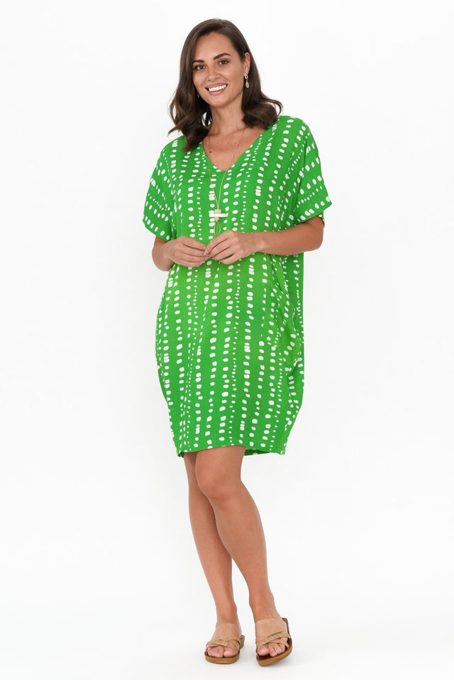 Gaby Green Abstract Spot Drape Tee Dress image 7