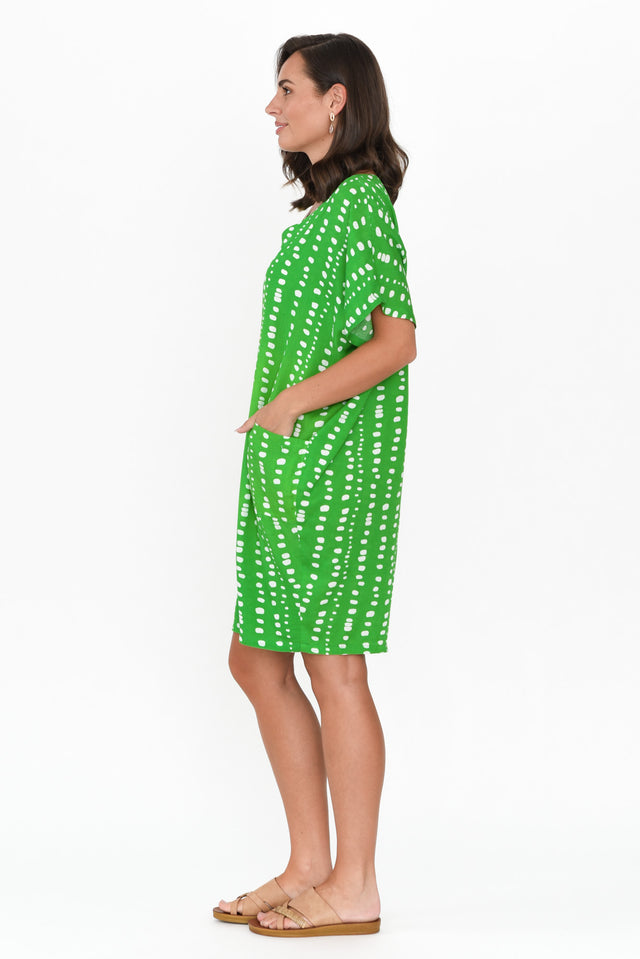Gaby Green Abstract Spot Drape Tee Dress image 4