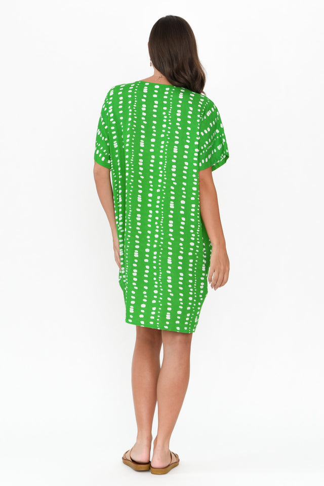 Gaby Green Abstract Spot Drape Tee Dress
