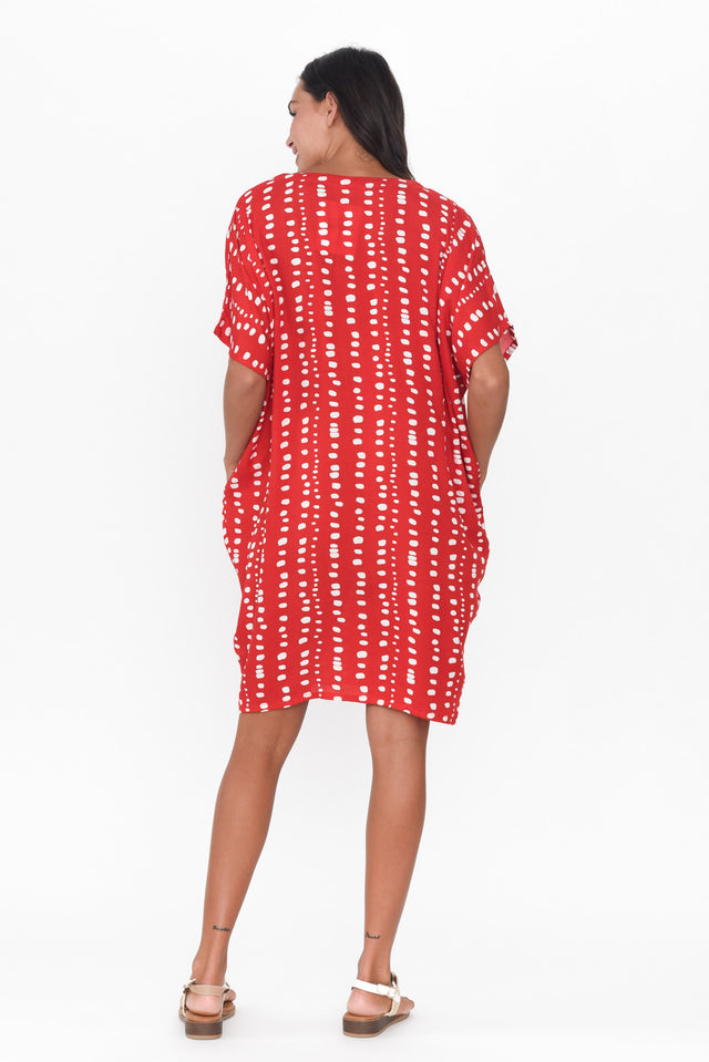 Gaby Red Abstract Spot Drape Tee Dress image 5