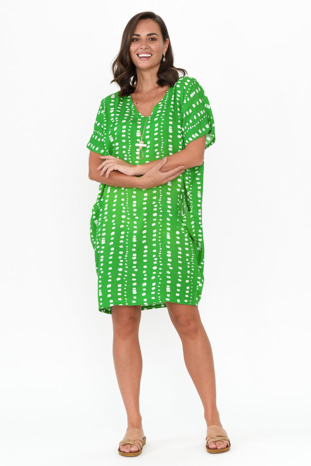 Gaby Green Abstract Spot Drape Tee Dress banner image