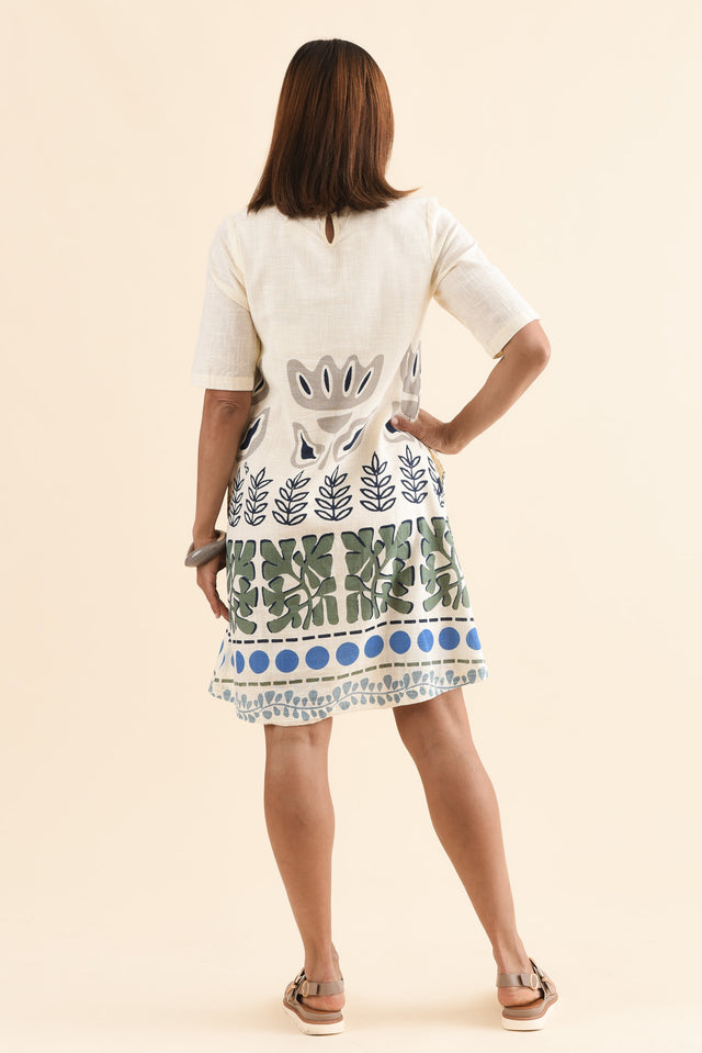 Gayle White Motif Cotton Pocket Dress,Back,Brunette model,alt text|model:Cara image 4