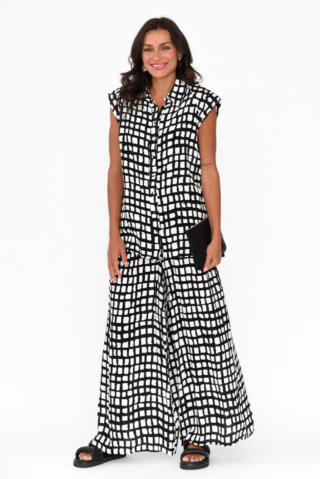 Geneve Black Check Sleeveless Top