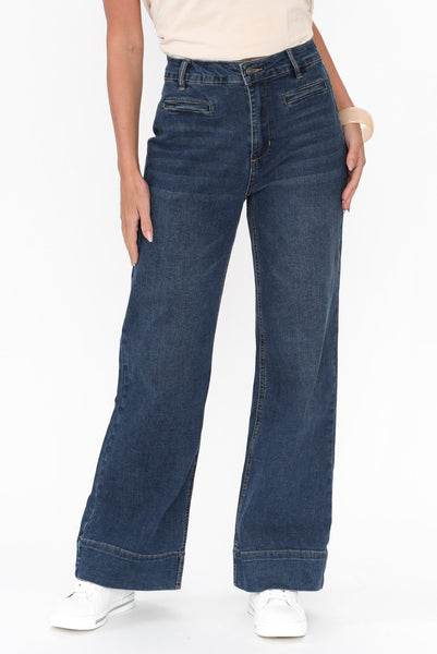 Verona Blue Cotton Stretch Jeans - Blue Bungalow