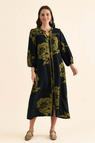 Georgia Navy Flower Tie Dress