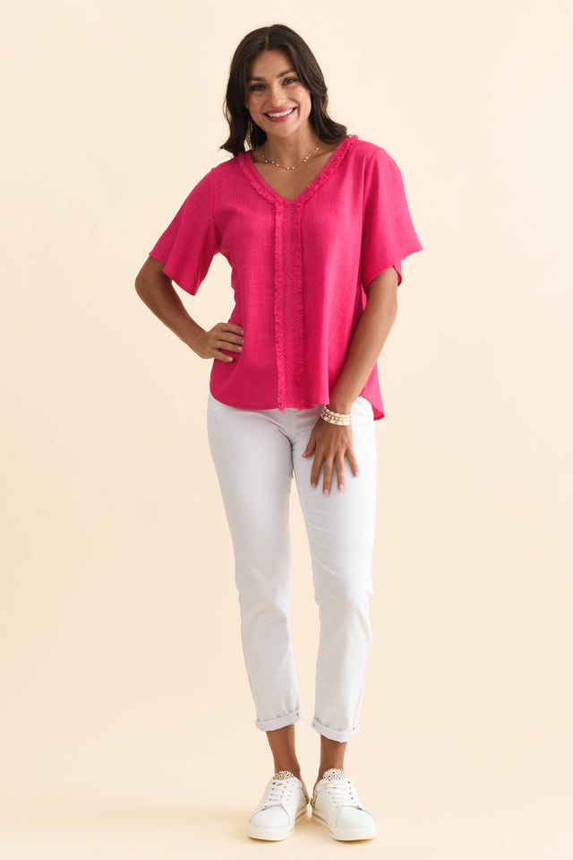 Georgio Hot Pink Linen Top image 3